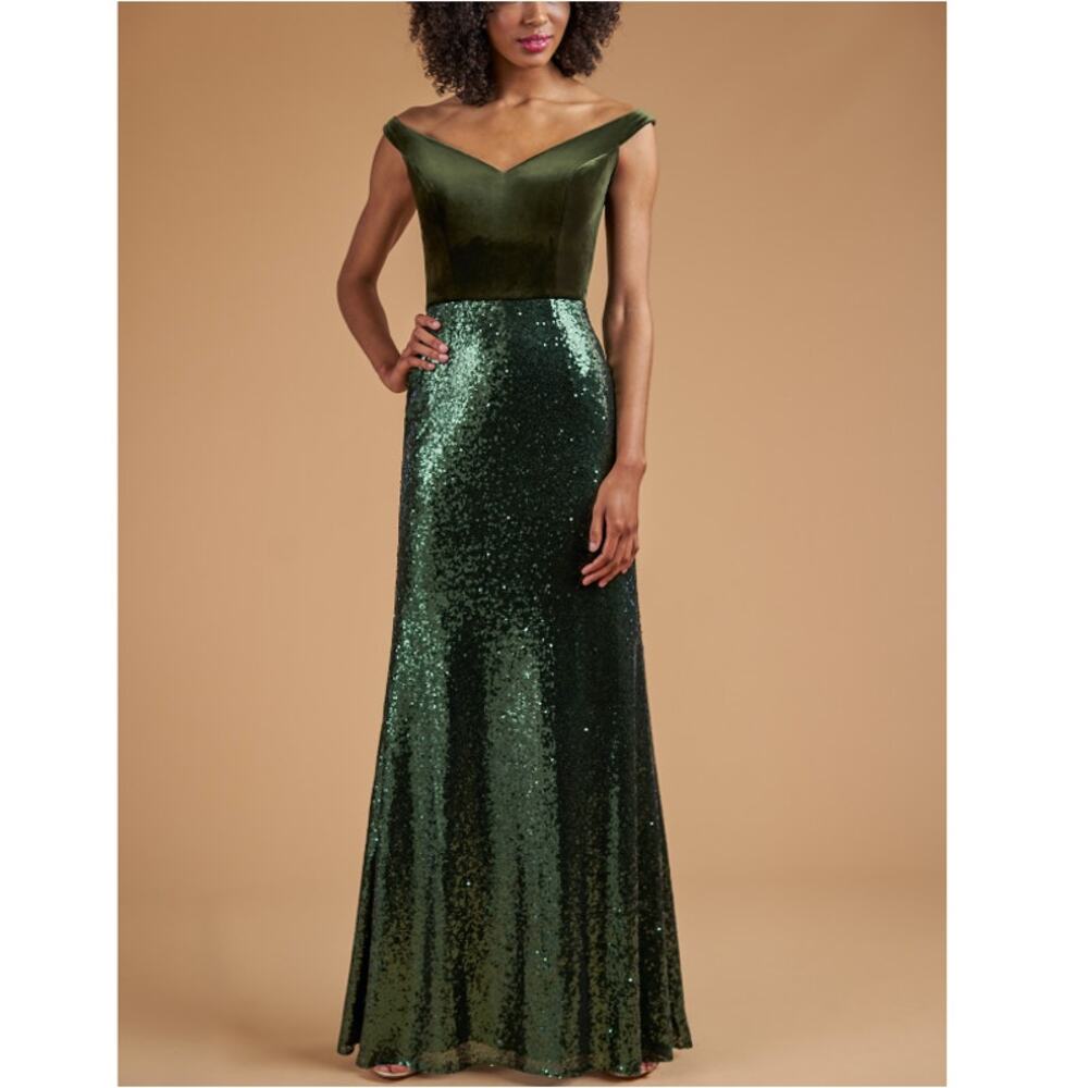 New B2 JASMINE Women's Pure Jade Hunter Fit and Flare Skirt Sequin Dress Size 12